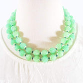 Green Double Strands Faceted with Emerald Ascent Necklace - FashionByTeresa